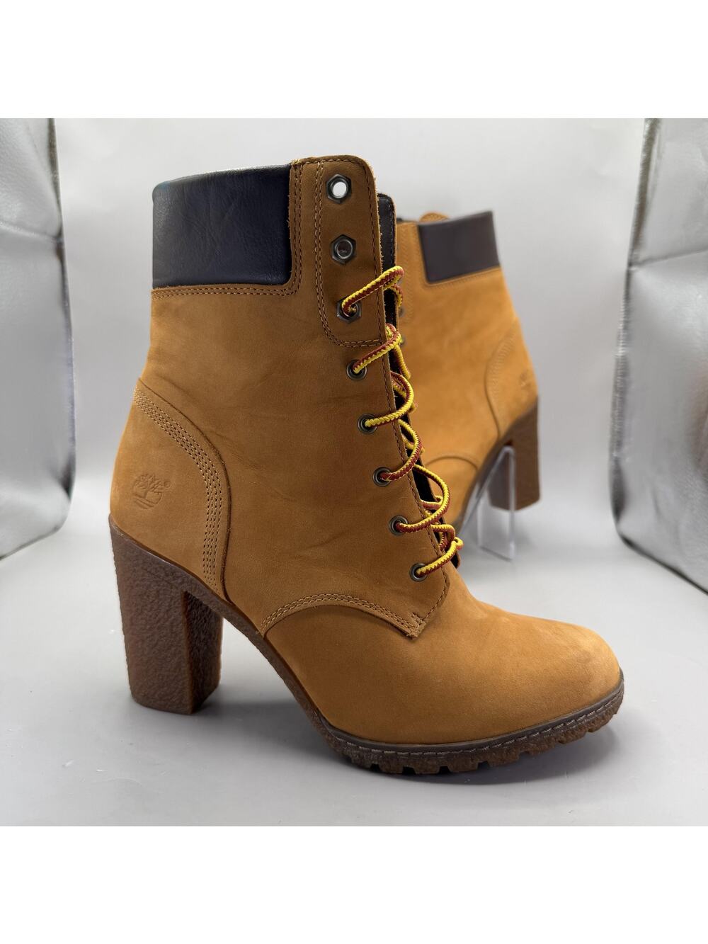 Timberland Glancy 6-Inch High Heel Ankle Boots Womens Size 7.5 Wheat Nubuck